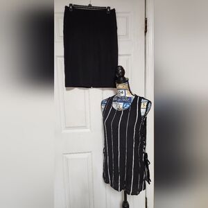 Women's Alfani Black Skirt Size 4 & Must Have Black & White Small Top